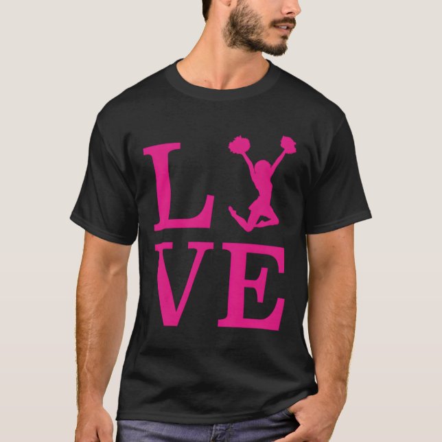 T-shirt Pom-pom girl Cadeaux Cheer Love Pink Cute Cheerlea (Devant)