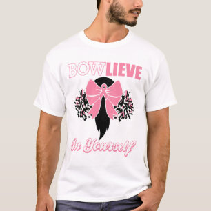 T-shirt Pom-pom girl Cancer du sein Chemise rose Bow Cheer
