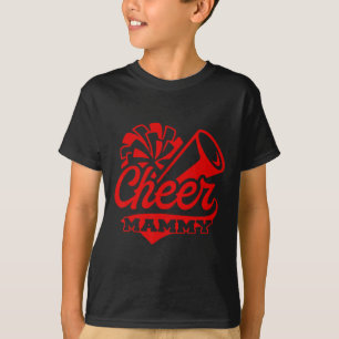 T-shirt Pom-Pom noir et rouge, plus grand fan de Cheer Mam
