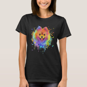 T-shirt Pom Puppy Portrait Poméranien Portrait Pom Art Col