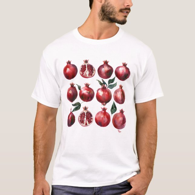 T-shirt Pomegranate Watercolor Art (Devant)