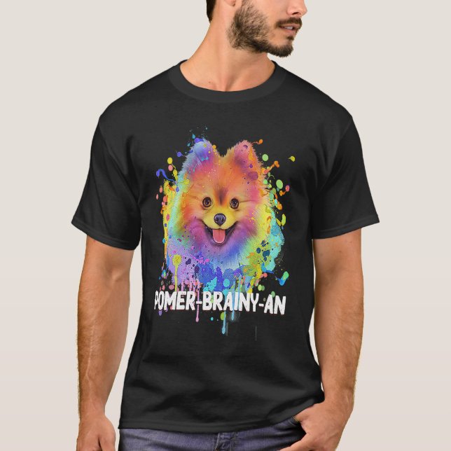 T-shirt Pomer Brainyan  Pomeranian Humor Pom Pom Animal Pu (Devant)