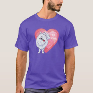 T-shirt Pomeranian blanc Saint-Valentin