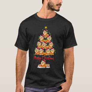 T-shirt Pomeranian Chien Noël Lumières Pomeranian