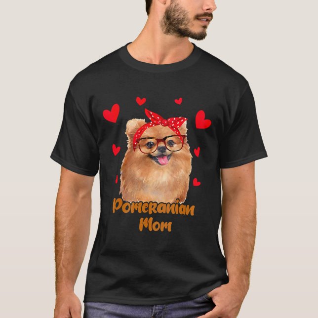 T-shirt Pomeranian Maman Valentines Jour Chien Maman Fête  (Devant)