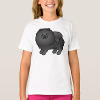 Pomeranian noir Chien de dessin animé mignon
