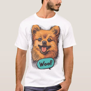 T-shirt Pomeranian Pop Art � Chien de Bande Dessinée Rétro