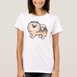 T-shirt Pomeranian Sable Crème Chien de Dessin Animé Migno