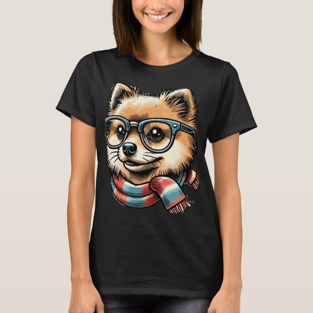 T-shirt Poméranie avec lunettes (Devant)
