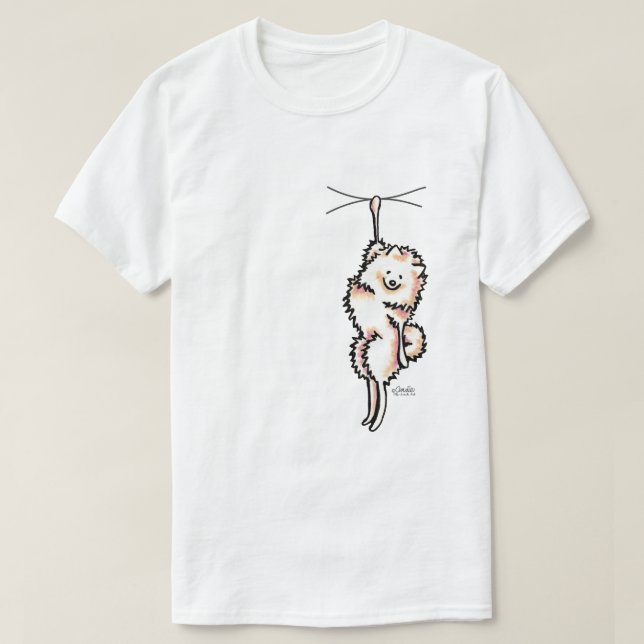 T-shirt Poméranien blanc Clingy (Design devant)