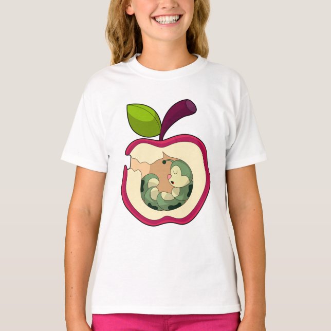 T-shirt Pomme à bec à chenille (Devant)