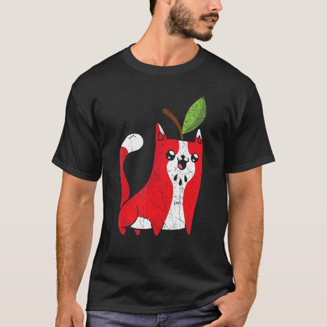 T-shirt Pomme Chat Équipe de Cueillette de Pommes Pomme Fr (Devant)