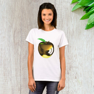 T-shirt Pomme dorée avec feuille brillante métallique