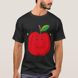 T-shirt Pomme rouge avec un visage heureux