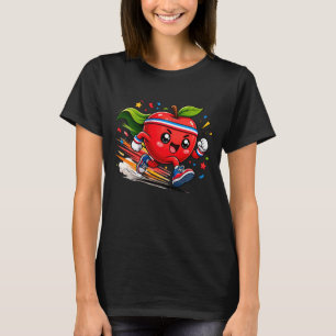 T-shirt Pomme Rouge Super Mascotte de Fitness en Dessin An