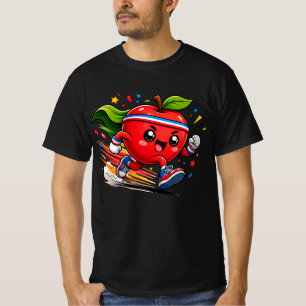 T-shirt Pomme Rouge Super Mascotte de Fitness en Dessin An