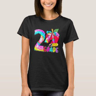 T-shirt Pomme Tie Dye Élève de 2e année Enseignant Retour 