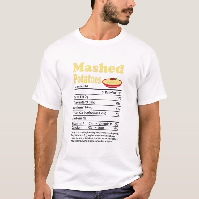 T-shirt Pommes de terre en purée La valeur nutritive Drôle (Devant)