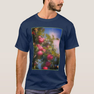 T-shirt Pommes Rouges Sur La Peinture Photo D'Arbre