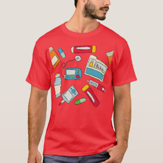 T-shirt Pompe de diabète et Doodles d'injection