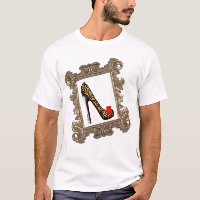 T-shirt Pompe encadrée de stylet de léopard (Devant)