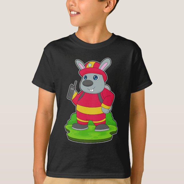T-shirt Pompier à lapin Service d'incendie (Devant)