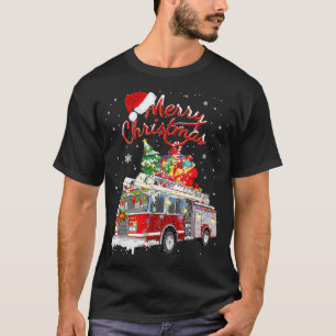 T-shirt Pompier Arbre de Noël Camion Pompier Feu Feu Feu F