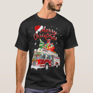 T-shirt Pompier Arbre de Noël Camion Pompier Feu Feu Feu F
