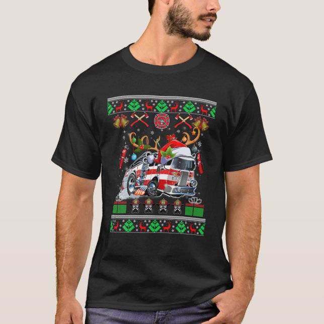 T-shirt Pompier de Noël Amer pompier pompier pompier pompi (Devant)