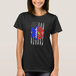 T-shirt Pompier Drapeau américain Patriotique US Fireman 4
