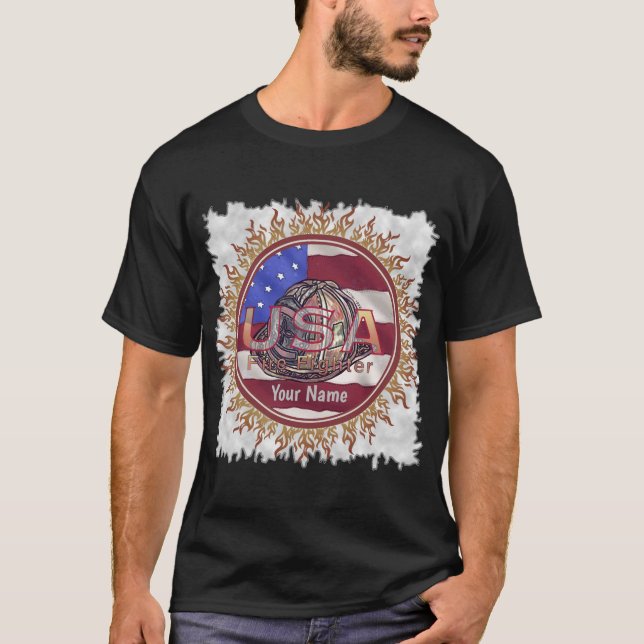 T-shirt pompier du drapeau américain (Devant)