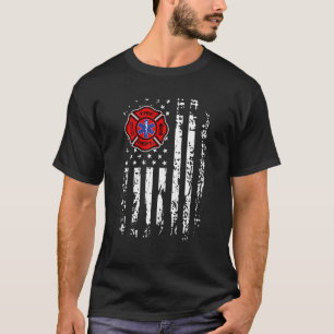 T-shirt Pompier EMT Pompier EMS American Flag Don