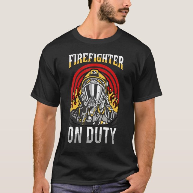 T-shirt Pompier en service Firemen Masque Visage Secourir  (Devant)
