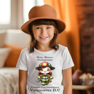 T-shirt Pompier joyeux en tenue brillante avec caméra