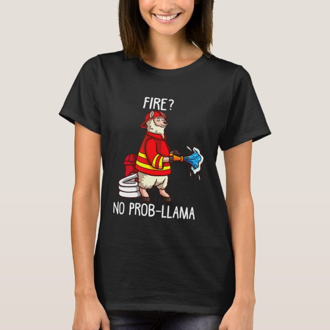 T-shirt Pompier Llama Alpaca Enfants Pour Les Garçons Pomp (Devant)