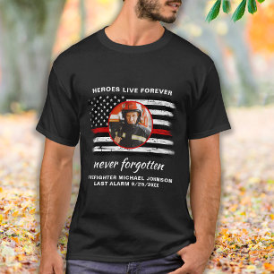T-shirt Pompier Mémorial Fallen Fallen pompier Mince ligne