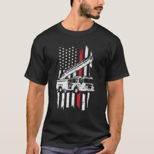 T-shirt Pompier patriotique Cadeau Mince Ligne Rouge Feu T