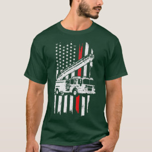 T-shirt Pompier patriotique Cadeau Mince Red Line Fire