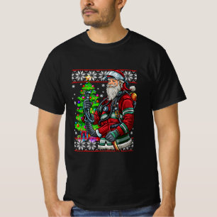 T-shirt Pompier Père Noël Feu Costume Feu Vilain