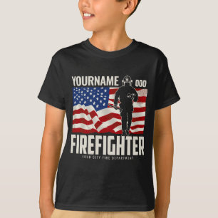 T-shirt Pompier personnalisé Secourir USA Drapeau Patrioti