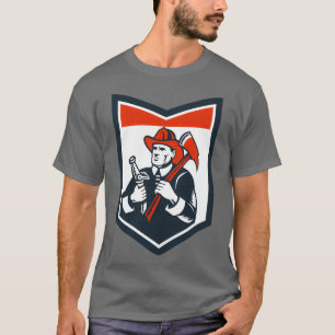 T-shirt Pompier pompier Porte Ax Boîtier Bouclier