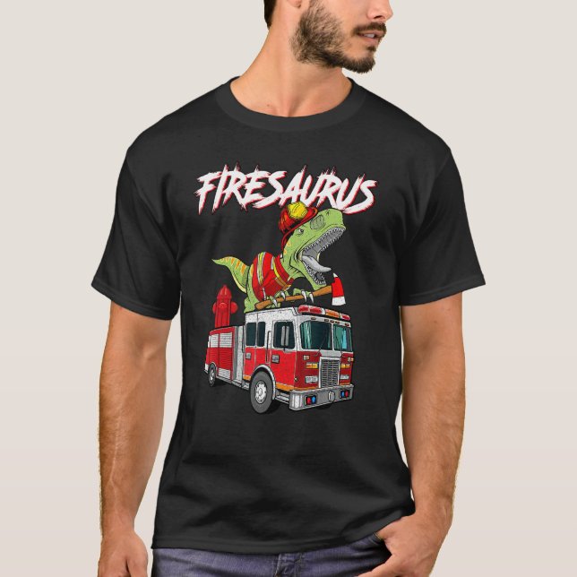 T-shirt Pompier Saurus Firesaurus Rex Fireman (Devant)