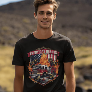 T-shirt Pompiers combattant les flammes