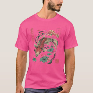 T-shirt Pond Pet Carpe Lover japonais Fleur d'art Koi Lotu