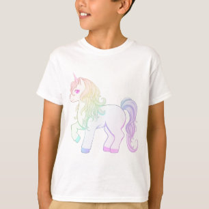 T-shirt Poney de licorne coloré par arc-en-ciel mignon de
