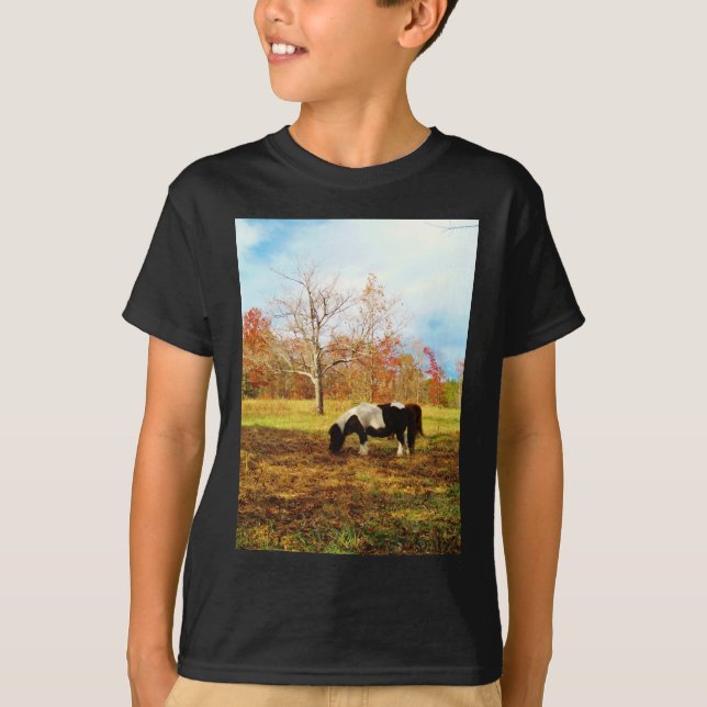 T-shirt Poney miniature noir et blanc / Cheval (Devant)