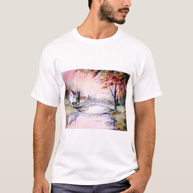 T-shirt Pont Arché Nouvelle-Angleterre aquarelle peinture (Devant)