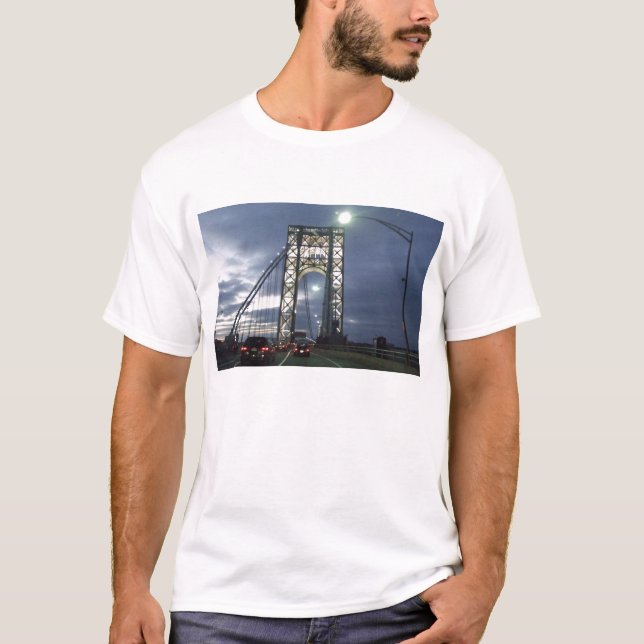 T-shirt Pont au coucher du soleil à New York (Devant)