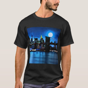 T-shirt Pont Brooklyn sous une Pleine lune