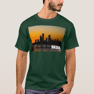 T-shirt Pont de la rivière Séoul Han et coucher de soleil